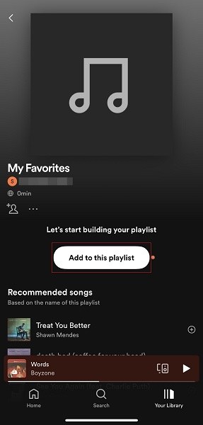 Add to this playlist on Spotify mobile app