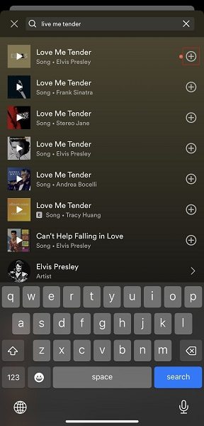 Add tracks to Playlist on Spotify mobile app