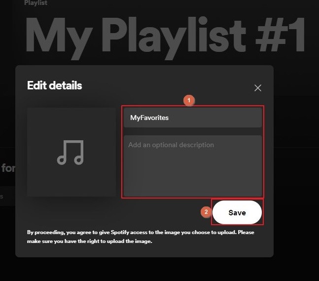 edit the playlist name on Spotify computer