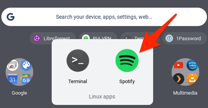 installed spotify app on Chromebook