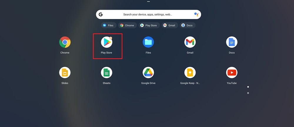 launcher play store on Chromebook