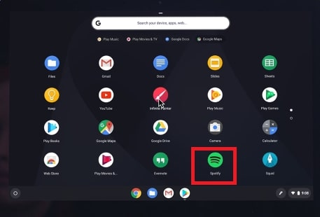 launcher spotify on Chromebook