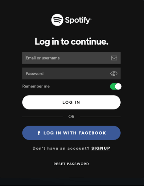 log in to Spotify to enable feedback sounds