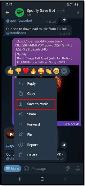 the downloadable files provided by Spotify Save Bot