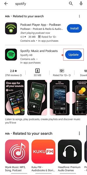 Update Spotify on Android Manually