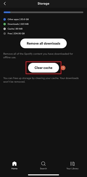 clear Spotify cache on iPhone